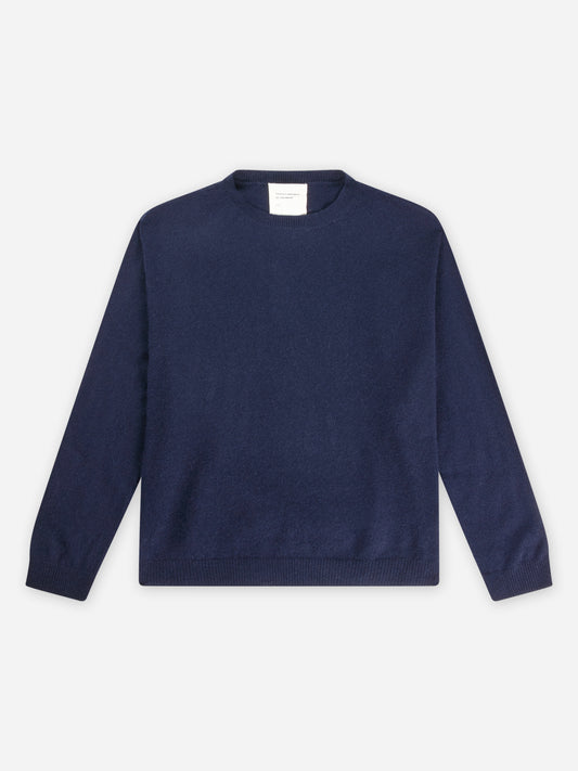 Classic Navy Blue Oversized Crewneck in Cashmere