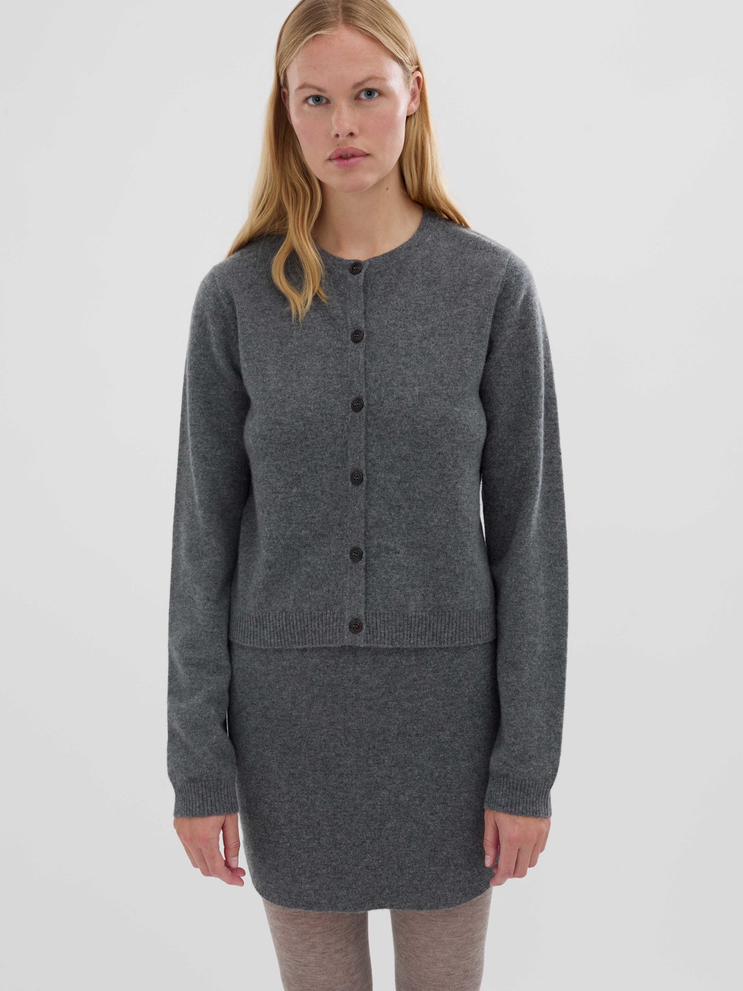 Womens Cardigan in Heather Grey Cashmere